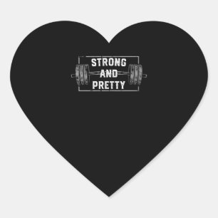 Strong And Pretty Funny Gym Quotes Tank Top Heart Sticker