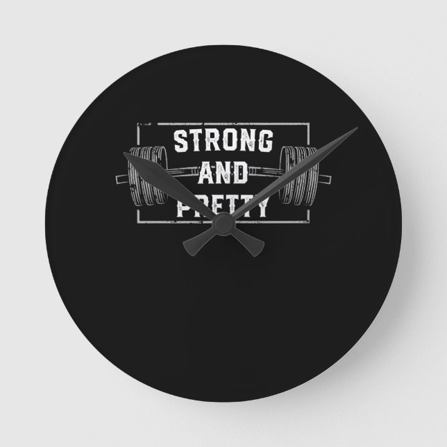 Strong And Pretty Funny Gym Quotes Tank Top Round Clock (Front)