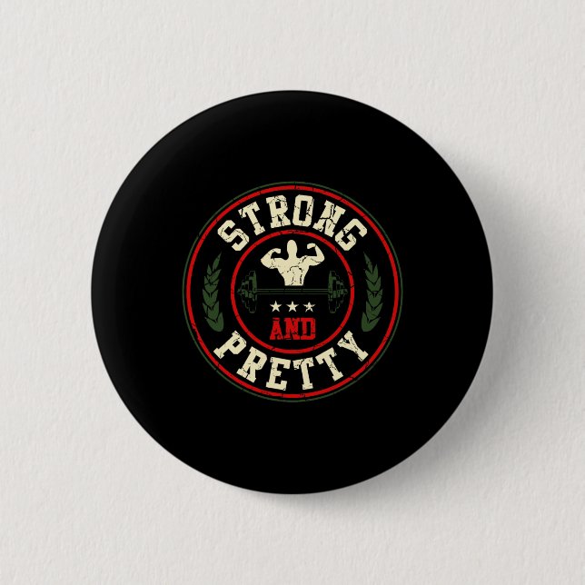 Strong And Pretty Gym Workout Bodybuilding Barbell 2 Inch Round Button (Front)