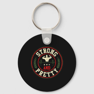 Strong And Pretty Gym Workout Bodybuilding Barbell Keychain