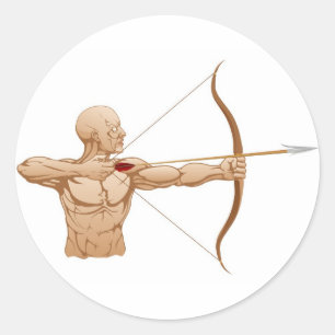 Strong archer with bow and arrow classic round sticker