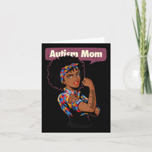 Strong Autism Mom Awareness Afro Mother Black Woma Card