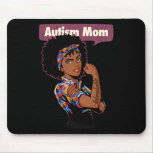 Strong Autism Mom Awareness Afro Mother Black Woma Mouse Pad