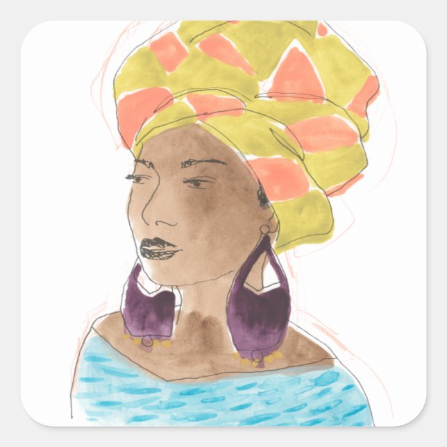 Strong & Beautiful Lady Square Sticker (Front)