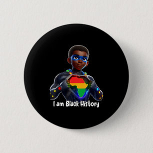 Strong black history king with pride and powerful 2 inch round button