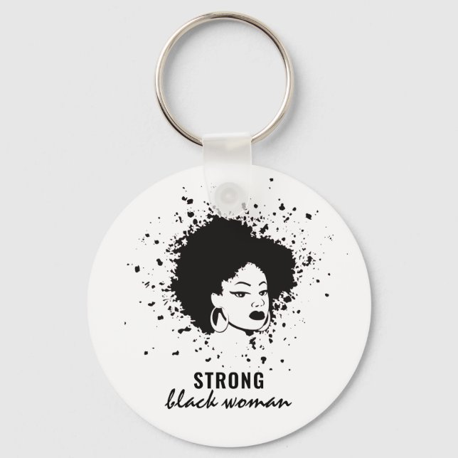 Strong Black Woman Button Keychain (Front)