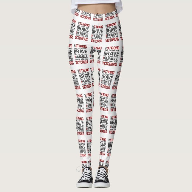 Strong Brave Humble Victorious Yoga Gym Leggings (Front)
