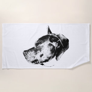 strong but calm gaze beach towel
