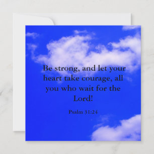 Strong Courage Bible Verse Blue Sky White Clouds Card