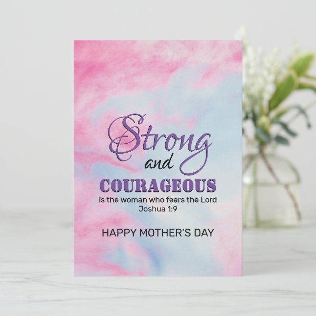 STRONG COURAGEOUS Christian Mother's Day Holiday Card (Standing Front)