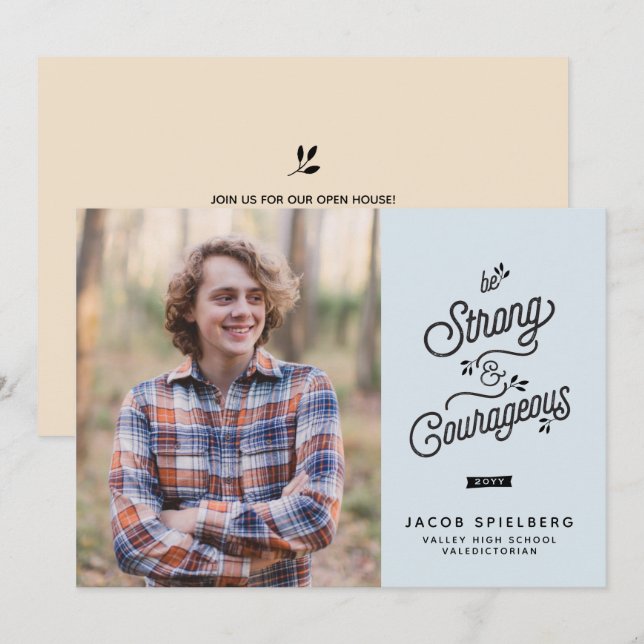 Strong & Courageous Graduation Announcement (Front/Back)