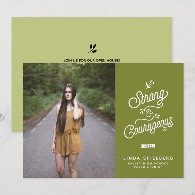 Strong & Courageous Graduation Announcement (Front/Back)