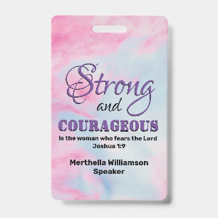 STRONG COURAGEOUS WOMAN Christian Conference Badge