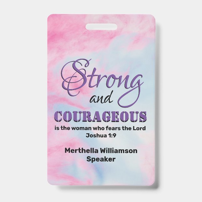 STRONG COURAGEOUS WOMAN Christian Conference Badge (Front)