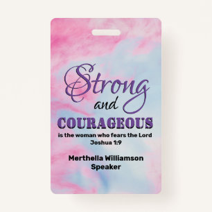 STRONG COURAGEOUS WOMAN Christian Conference Badge