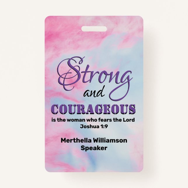 STRONG COURAGEOUS WOMAN Christian Conference Badge (Front)