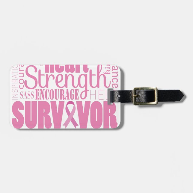 Strong Descriptives Cancer Survivor Luggage Tag (Front Horizontal)