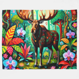 Strong Elk Or Moose Animal Fleece Blanket
