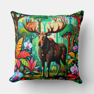Strong Elk Or Moose Animal Throw Pillow