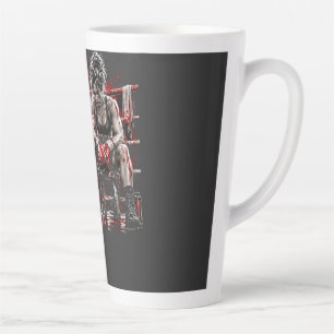 Strong Female Boxer – Woman with Boxing Gloves Gym Latte Mug