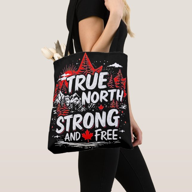 Strong Free True North Tote Bag (Close Up)