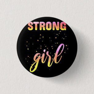 Strong Girl Pastel Star 1 Inch Round Button