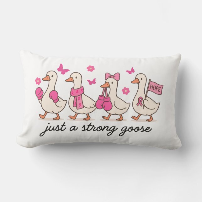 Strong Goose - Breast Cancer Awareness Ducks Lumbar Pillow (Front)
