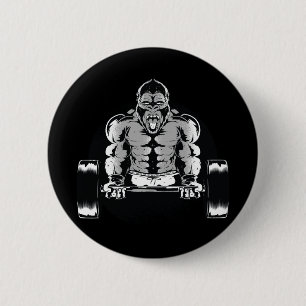 Strong Gorilla Pumps Muscles 2 Inch Round Button