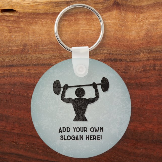 Strong Guy Lifting - your text on weight training Keychain (Front)
