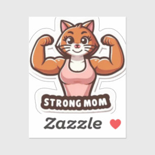 Strong Gym Cat Mom Sticker