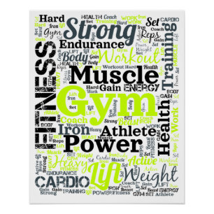 Strong Gym Workout Word Cloud Poster