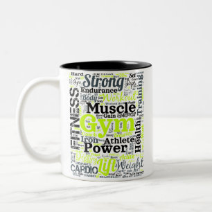 Strong Gym Workout Word Cloud Two-Tone Coffee Mug