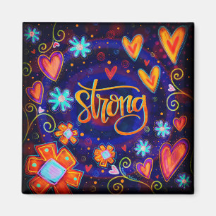 Strong Hearts Pretty Floral Colourful Inspirivity Magnet