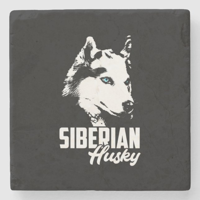 Strong Husky Siberian Stone Coaster (Front)