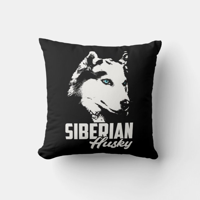 Strong Husky Siberian Throw Pillow (Front)