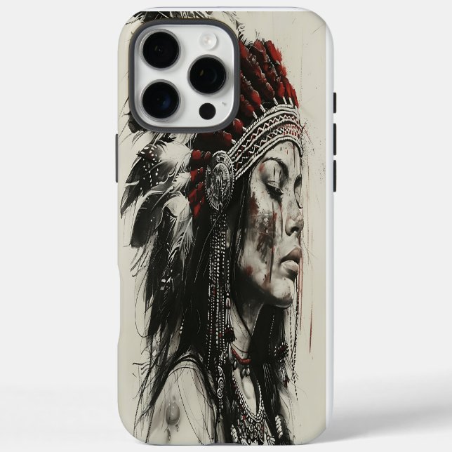 Strong Indian girl warrior in tradition Case-Mate iPhone Case (Back)