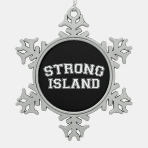 Strong Island, NYC, USA Snowflake Pewter Christmas Ornament