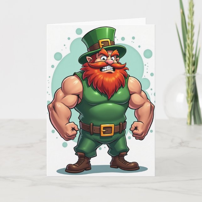 Strong Leprechaun Portrait Card (Front)