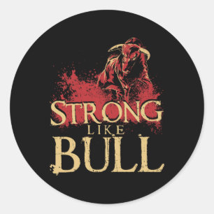 Strong Like A Bull Powerlifting Bodybuilding 1 Classic Round Sticker