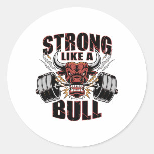 Strong Like A Bull Powerlifting Bodybuilding 5 Classic Round Sticker