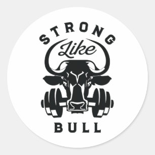 Strong Like A Bull Powerlifting Bodybuilding 6 Classic Round Sticker