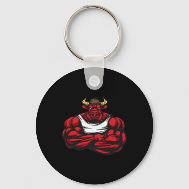 Strong Like Bull Bodybuilding  Keychain (Front)