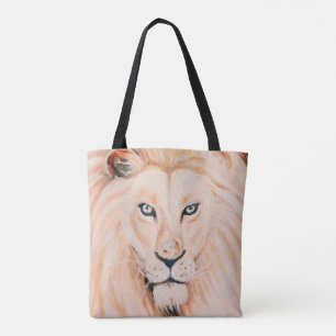 Strong Lion Portrait Oil Art Tote Bag