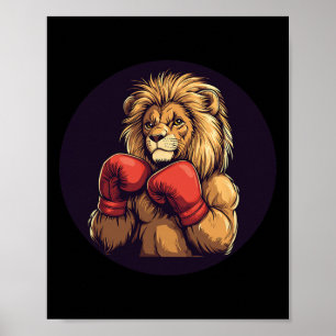 Strong Lion With Boxing Mitts Costume For Boys And Poster