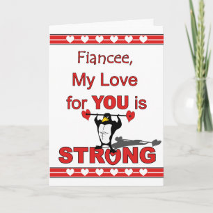 Strong Love, Valentine's Day for Fiancee, Penguin Holiday Card