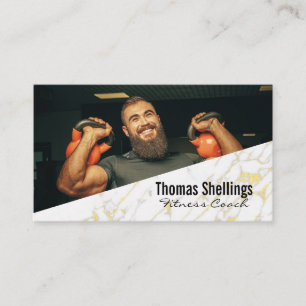 Strong Man Lifting Kettle Bells Fitness Business Card