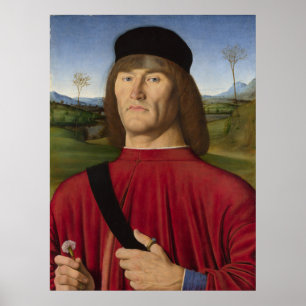 Strong Man With a Pink Carnation (Renaissance Art) Poster