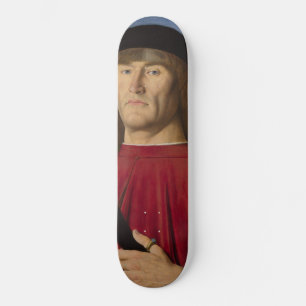 Strong Man With a Pink Carnation (Renaissance Art) Skateboard