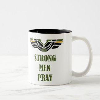 Strong Men Pray 11oz Two-Tone Christian Coffee Mug