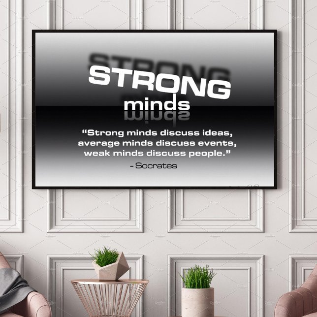 Strong Minds Motivational Typography Wall Art (Inspire Deep Thinking & Ambition with This Striking Design)
